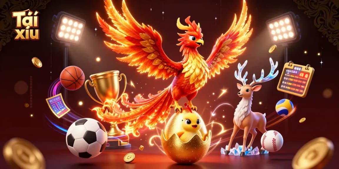 Players enjoy Tài xỉu in a vibrant casino setting surrounded by dynamic game elements.