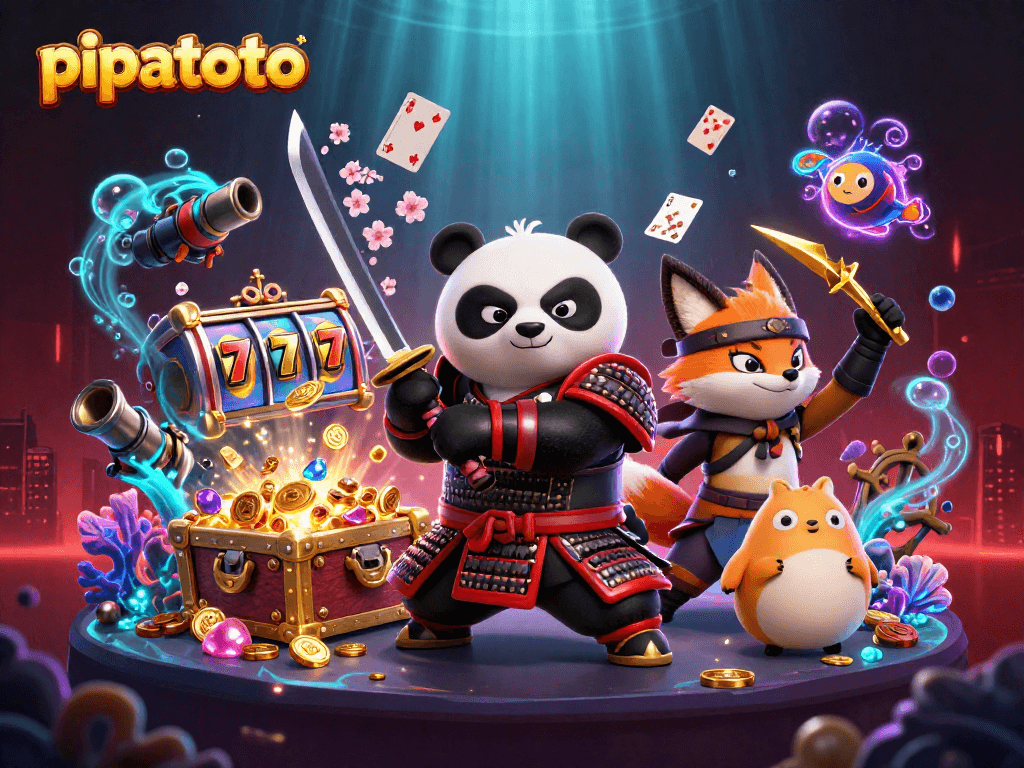 Experience the thrill of pipatoto with vibrant 3D samurai panda and dynamic casino elements.