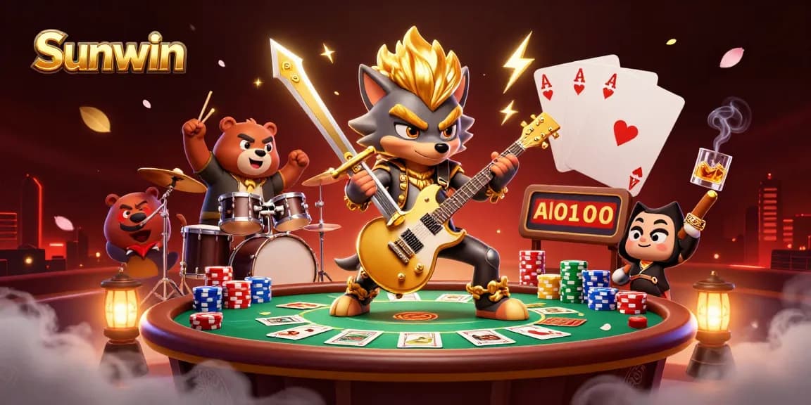 Win with Sunwin as the rock star wolf and drummer bear electrify the casino scene!