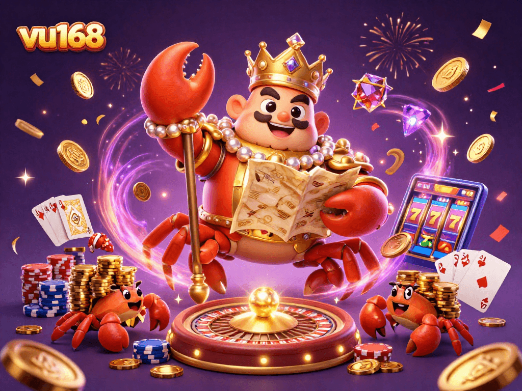 Engage with the exciting world of vu168 as a golden crab emperor rules with wealth and fortune.