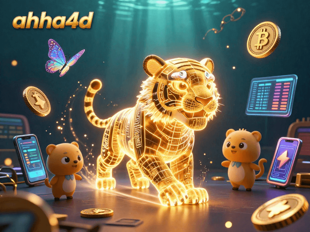 Tangkap momen menakjubkan di ahha4d saat harimau emas 3D bercahaya beraksi di kasino digital.
