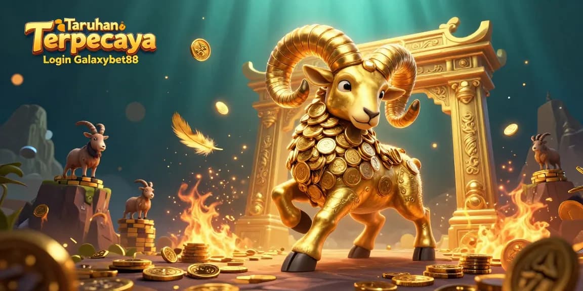 Experience thrilling gameplay at Taruhan Terpercaya Login Galaxybet88 with giant ram headbutting coins and golden gates.
