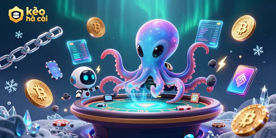 Experience kèo nhà cái excitement with a 3D alien octopus at a holographic poker table!