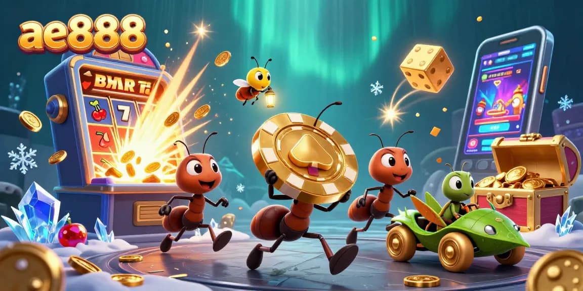 ae888 gamblers engaging in a vibrant casino heist with oversized poker chips amidst a flurry of golden coins and lights