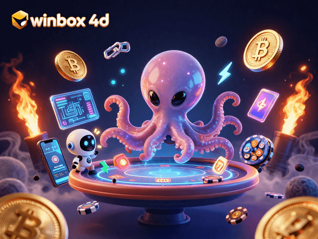 Experience the excitement of winbox 4d with unique alien characters at a holographic poker table.