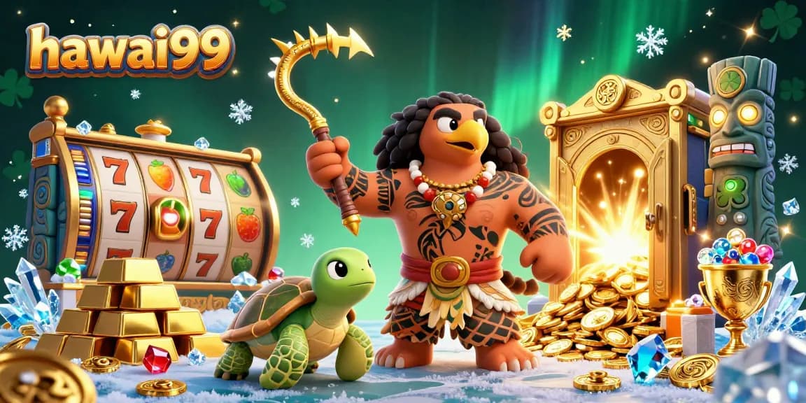 Experience the thrill of winning with hawai99's vibrant 3D jackpot scene featuring dynamic gaming action.