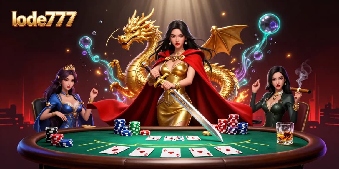 Experience the allure of lode777 with vibrant casino scenes featuring poker tables and stunning characters.