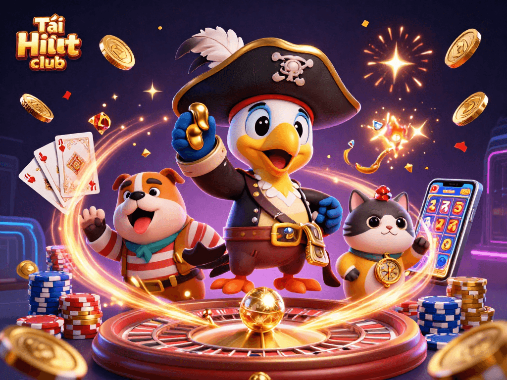 Play thrilling games and win at Tải hit club featuring exciting characters and vibrant casino elements.