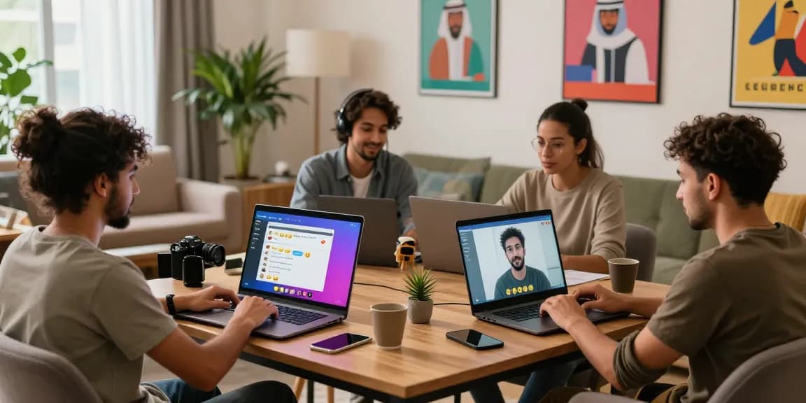 Vibrant digital chat lounge displaying شات عربي interactions among diverse users.