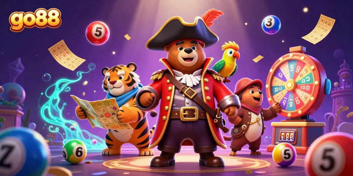 Experience thrilling gameplay with go88 in this vibrant illustration showcasing dynamic lottery elements.