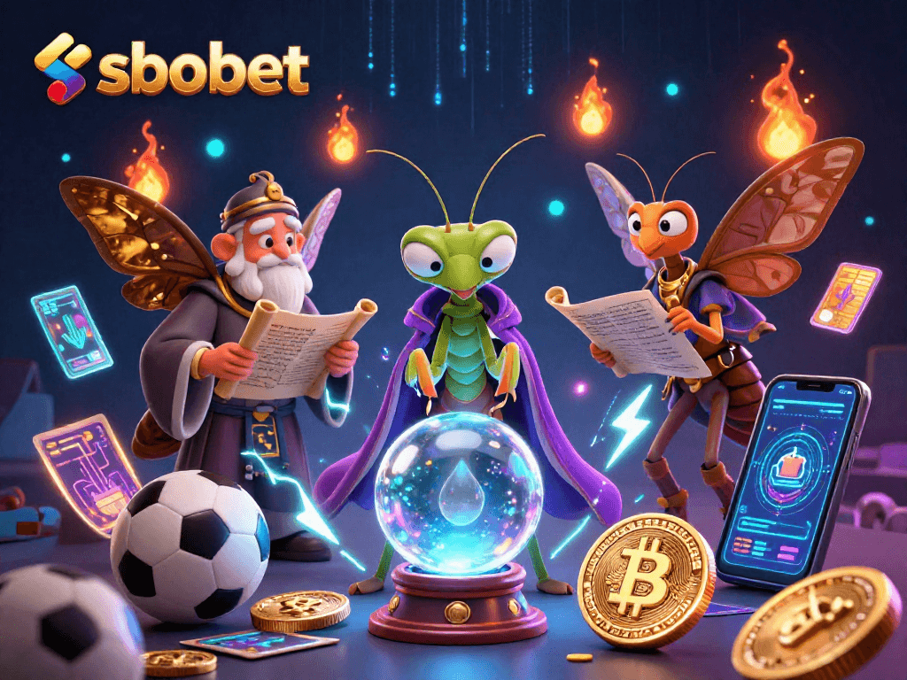 Engage in sbobet sports betting with unique characters and vibrant digital elements.