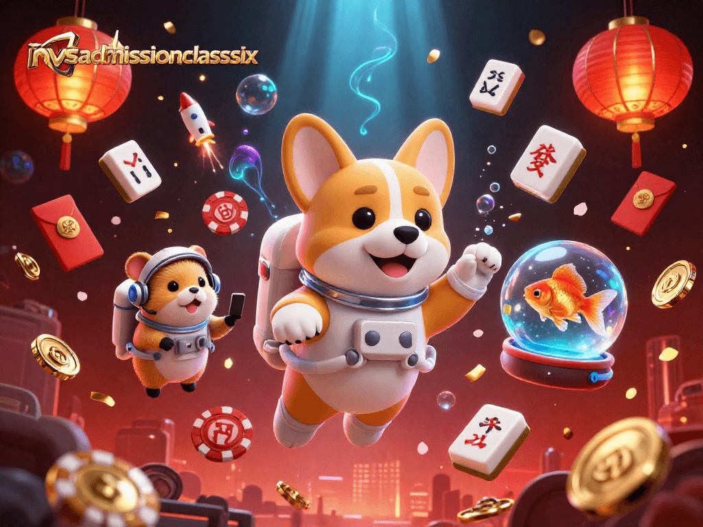 Engaging nvsadmissionclasssix casino scene with astronaut corgi and hamster offering gaming tips.