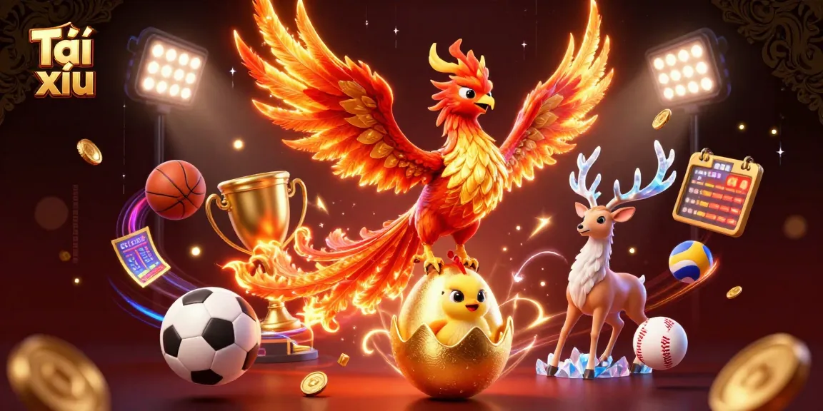 Players enjoy Tài xỉu in a vibrant casino setting surrounded by dynamic game elements.