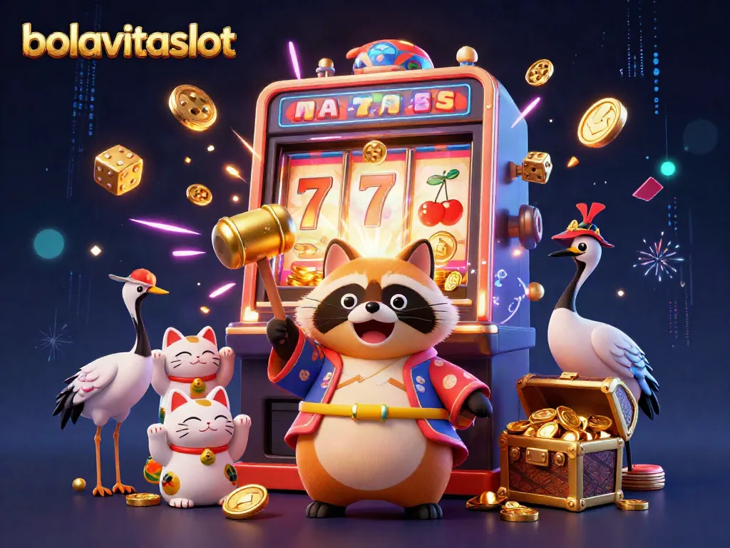 Celebrate wins with bolavitaslot's dynamic casino scene featuring vibrant characters and jackpot excitement!