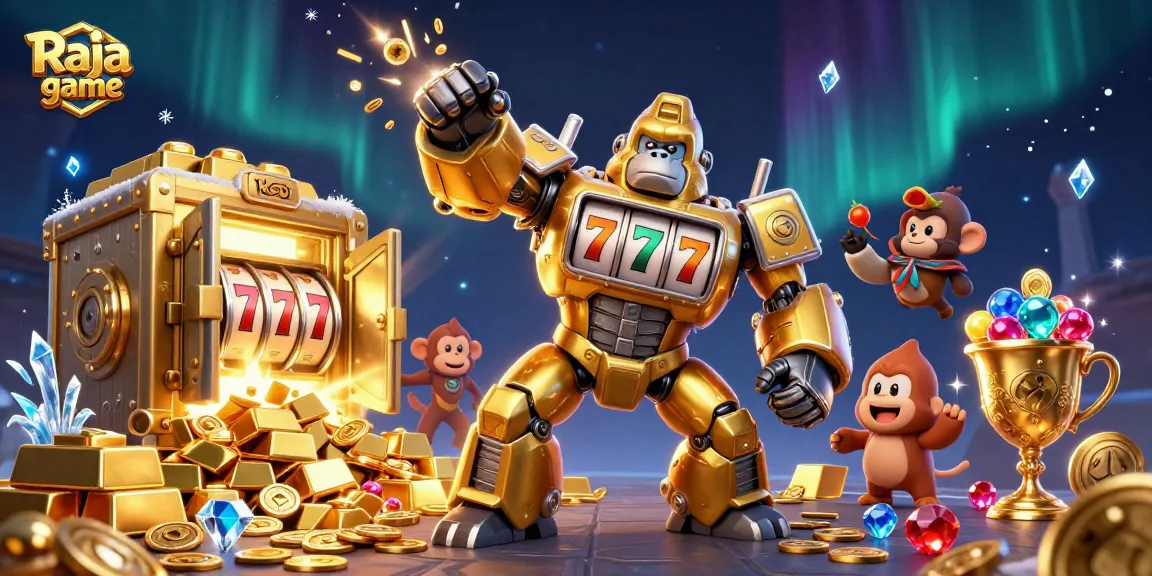Engage with the thrilling Raja game as a golden gorilla mech pushes coins and luck into the limelight.