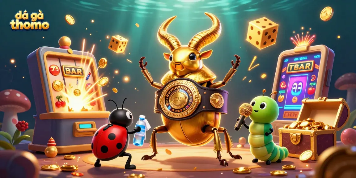 Experience đá gà thomo with thrilling boxing beetles in a vibrant casino scene.