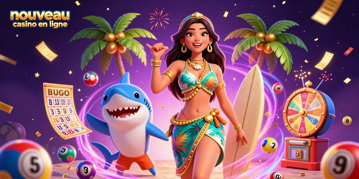 Découvrez l'excitation du nouveau casino en ligne avec des éléments de loterie et de jeu vibrants dans cette scène dynamique.