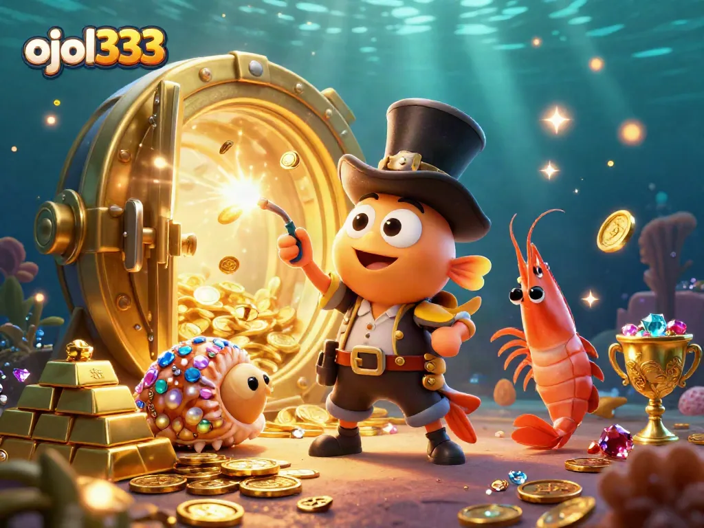 Engage with ojol333 and uncover treasures in a shimmering casino-themed underwater adventure.