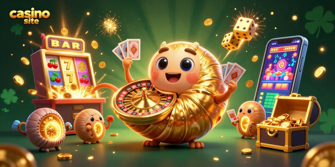 Experience thrills at a top casino site with vibrant slot machines and glowing treasures.