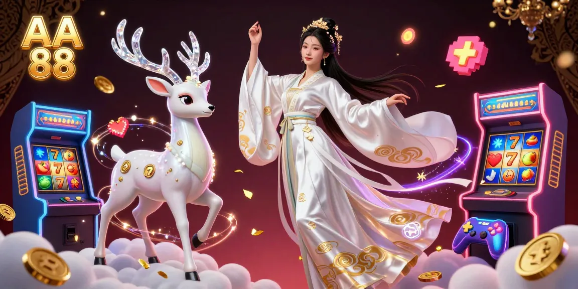 Experience thrilling gameplay at AA 88 with vibrant slots and dynamic casino elements in a captivating scene.