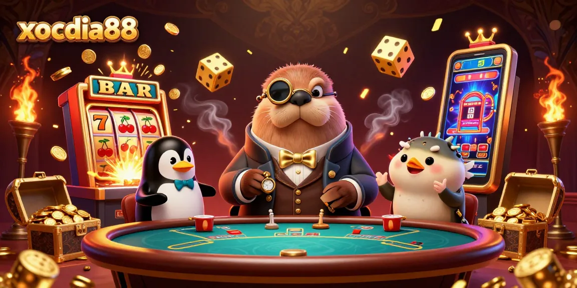 Xocdia88 delivers thrilling gaming moments with a 3D walrus and poker action underwater.