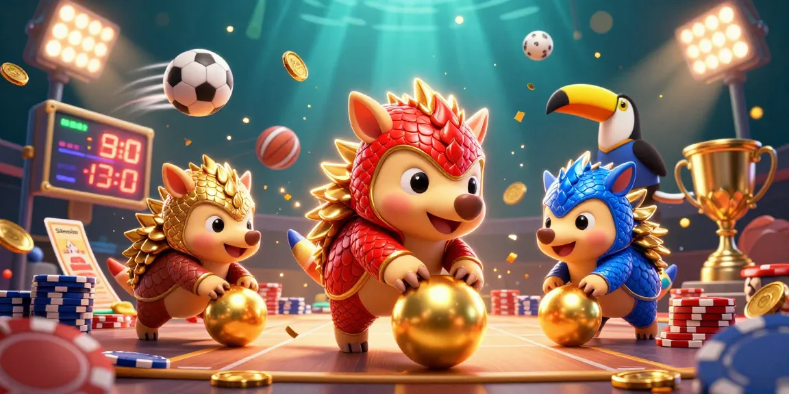 Experience thrilling gameplay at sunwin as pangolins roll into golden balls amidst poker chips.