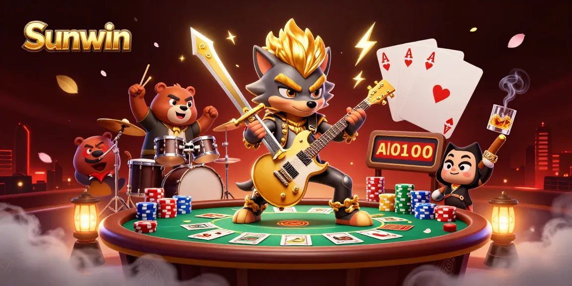 Win with Sunwin as the rock star wolf and drummer bear electrify the casino scene!
