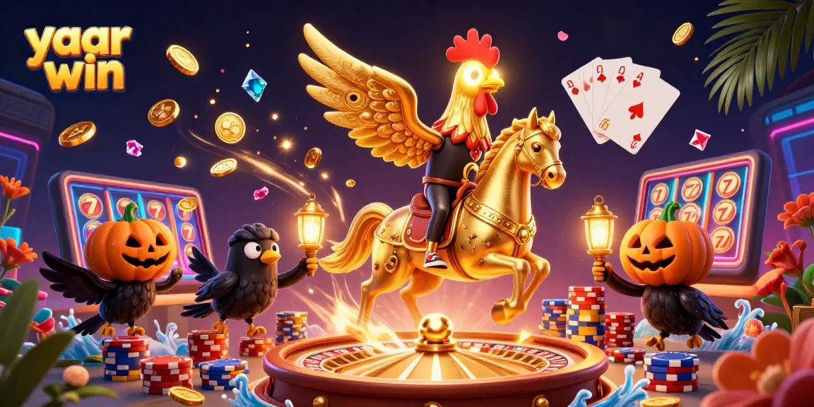 Experience yaar win at the thrilling midnight casino with a golden rooster and dazzling game elements.