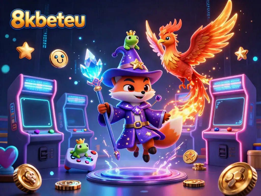 Experience thrilling gaming action at 8kbeteu, where mystical characters meet vibrant arcade elements.