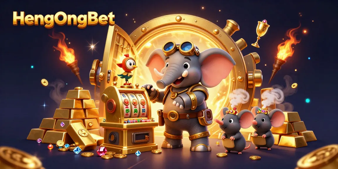 Experience thrilling gameplay at HengOngBet, showcasing exciting slot machine action with a steampunk twist.