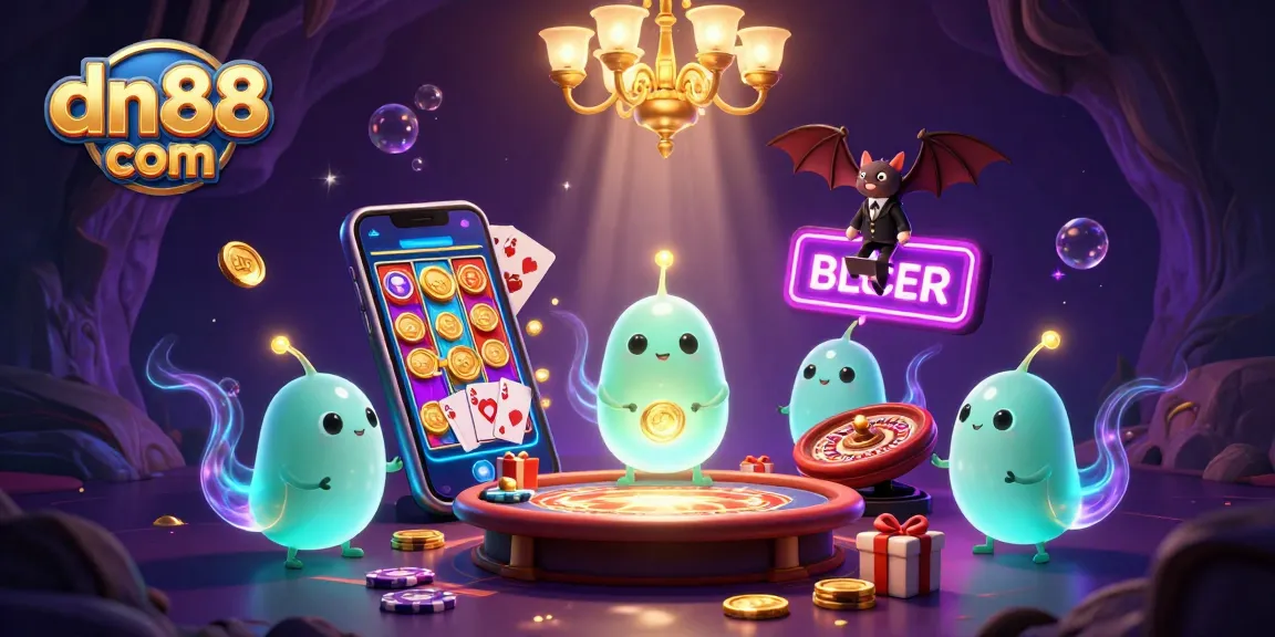 Experience captivating gameplay at dn88 com with dazzling glowworms illuminating the casino scene.