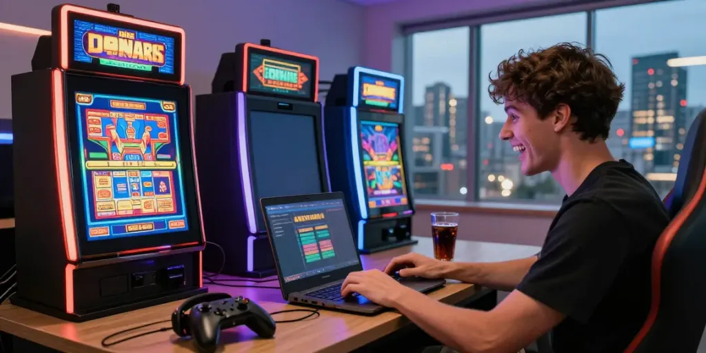 Exciting online slot gaming setup showcasing vibrant graphics and engaging atmosphere.