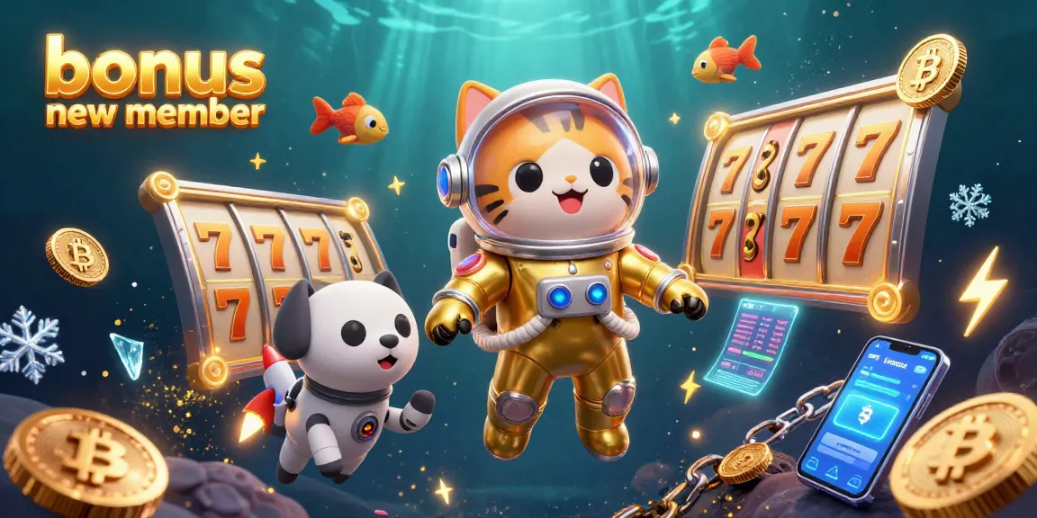 Engage with the exciting bonus new member offer, featuring a vibrant space-themed casino illustration.