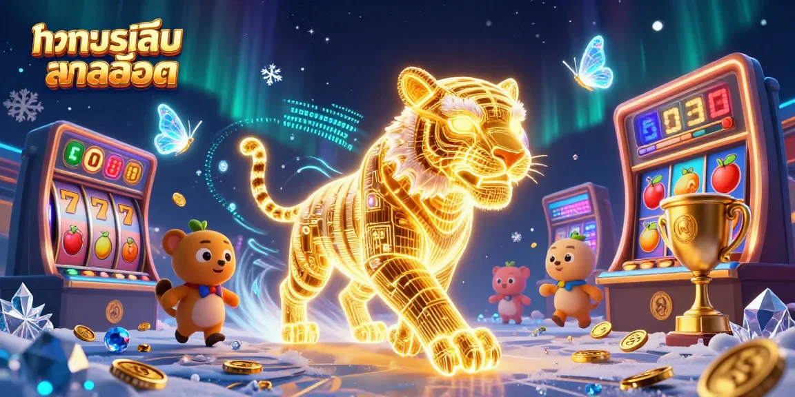 ทดลองเล่นสล็อต ในรูปแบบ 3D ที่มีเสือทองคำและสัญลักษณ์เกมสล็อต