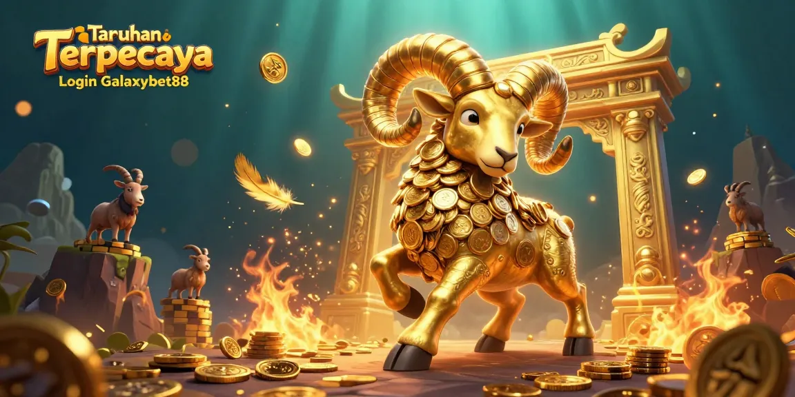 Experience thrilling gameplay at Taruhan Terpercaya Login Galaxybet88 with giant ram headbutting coins and golden gates.
