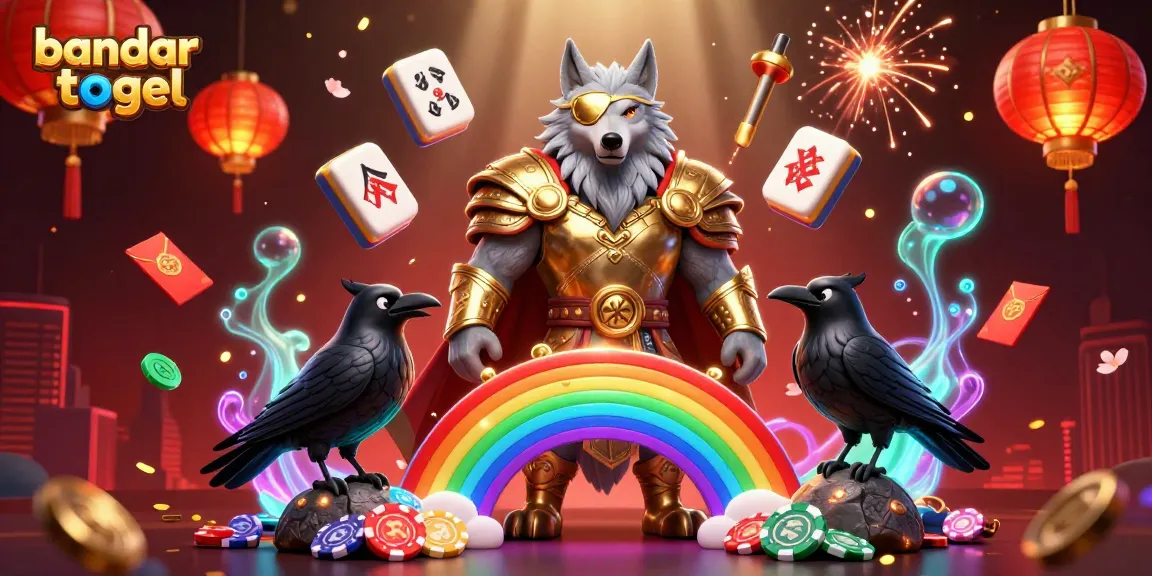 Engage in bandar togel with an illustrated scene of a Norse-inspired wolf character and glowing casino chips.