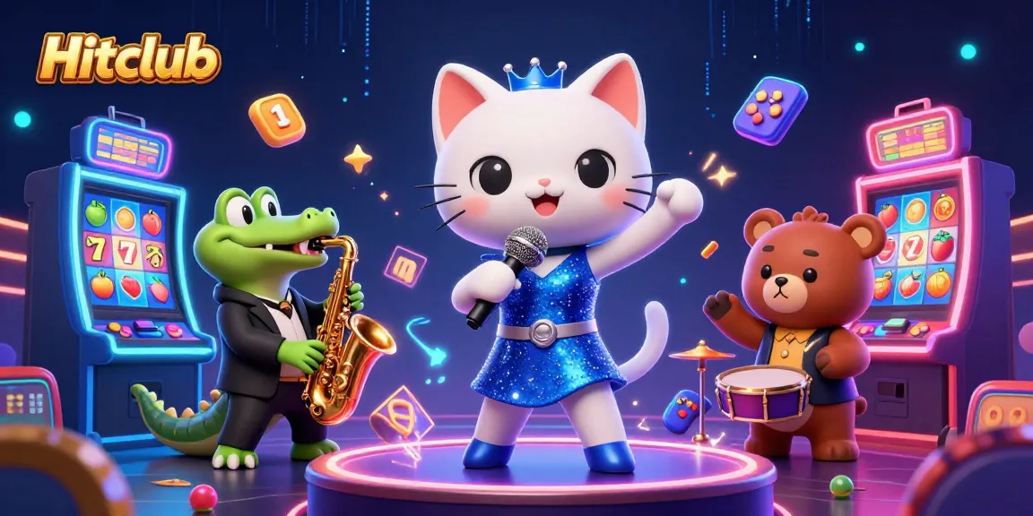 Join Hitclub for exciting slot games with vibrant, high-energy casino elements and characters.