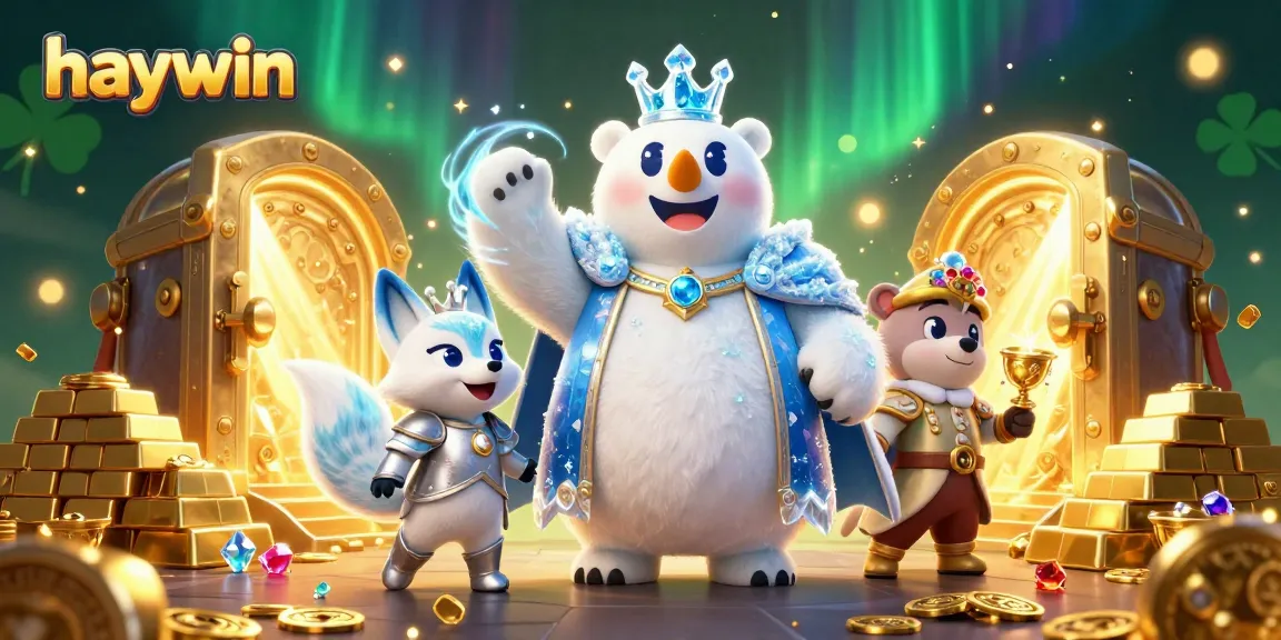 Experience the exhilarating fun of haywin with vibrant 3D characters and treasure in a casino scene.
