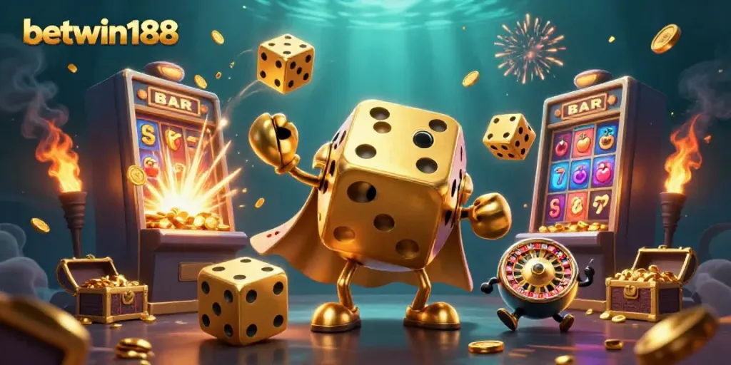 Mengalami keseruan bermain di BETWIN188 dengan ilustrasi acara kasino 3D yang penuh warna dan menarik.