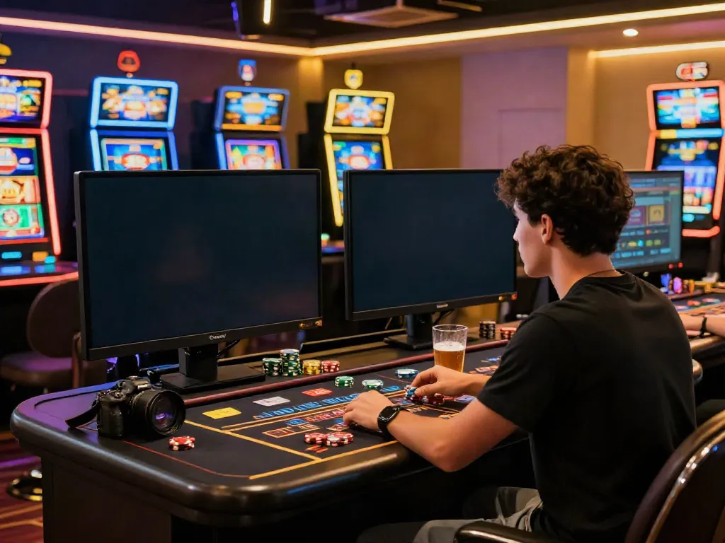 credit card casinos uk player enjoying a live dealer game in a modern casino atmosphere