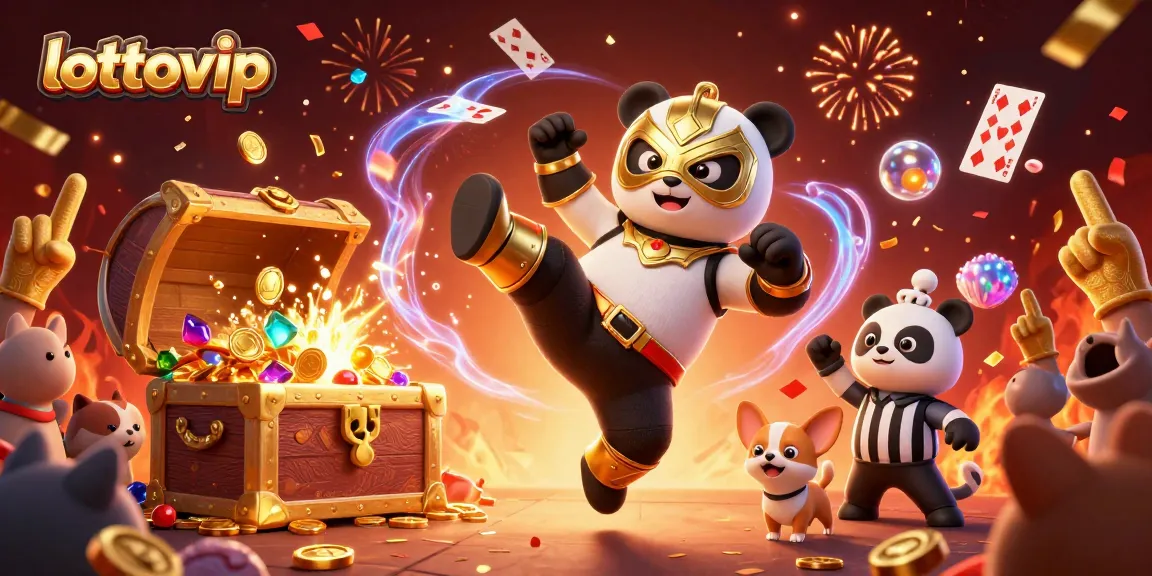bermain lottovip dengan kucing wasit dan panda pegulat terlihat meriah di acara judi.