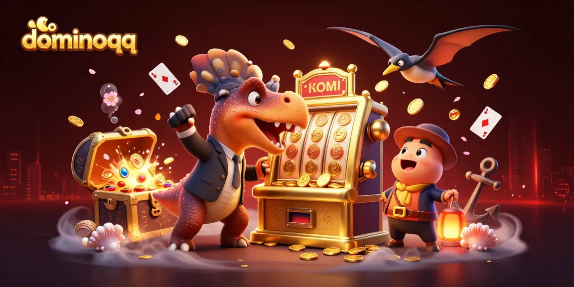 Catch the excitement of dominoqq as a pachycephalosaurus hits a jackpot, surrounded by vibrant casino elements.