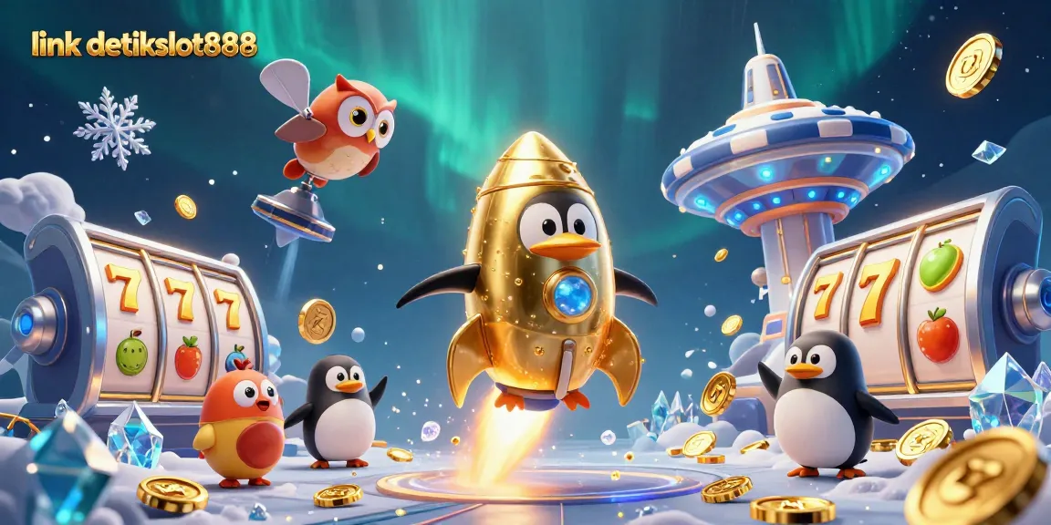 Win big at link detikslot888 with our vibrant 3D casino illustration featuring slots and golden coins.
