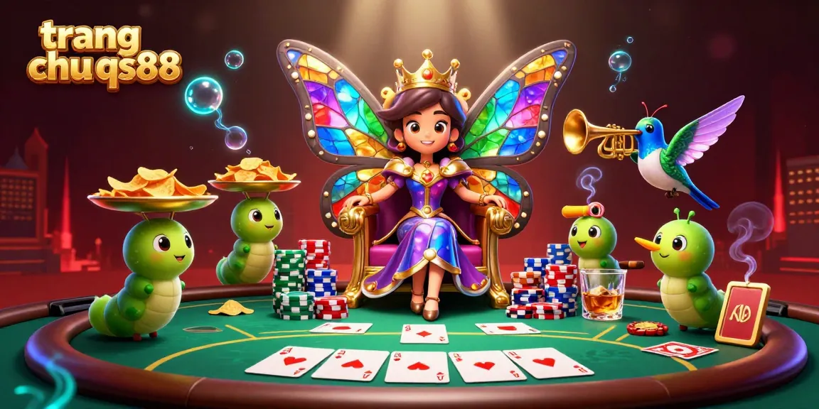 Experience the vibrant world of trang chu qs88 with a colorful casino scene featuring joyful characters and dynamic gambling elements.