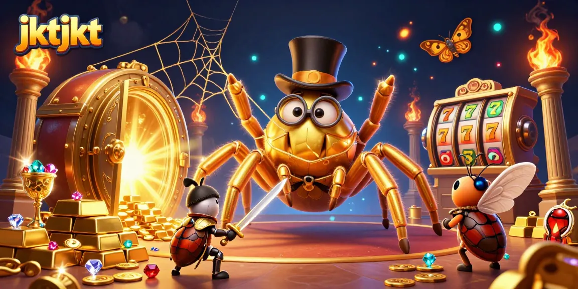 Permainan menarik di jktjkt dengan karakter unik arachnida dan ksatria kecil bersiap meraih jackpot.