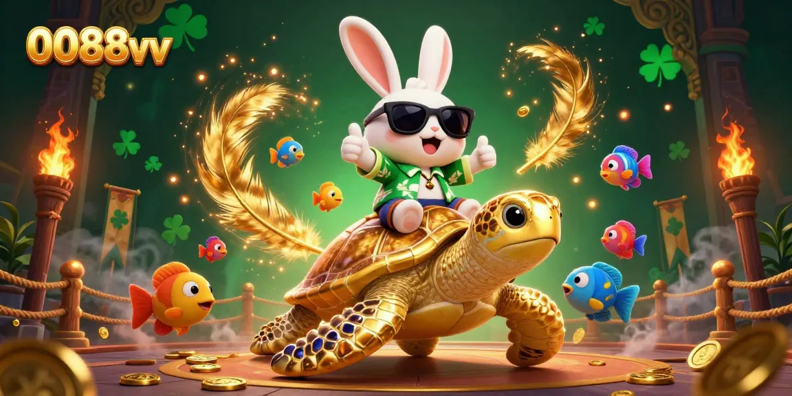 Join the adventure at 0088vv, where the lucky rabbit and golden sea turtle bring excitement to your bets!