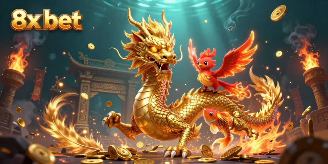 Experience thrilling gameplay at 8x bet, where a fierce dragon and phoenix ignite winning moments.