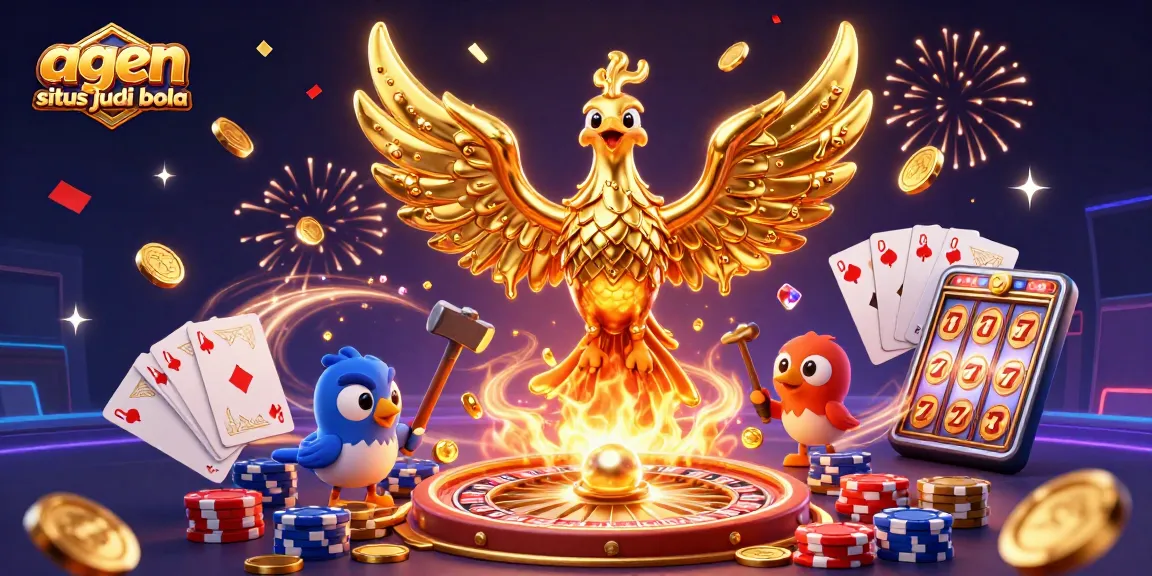 Engage in thrilling bets with agen situs judi bola in a colorful casino scene overflowing with excitement.