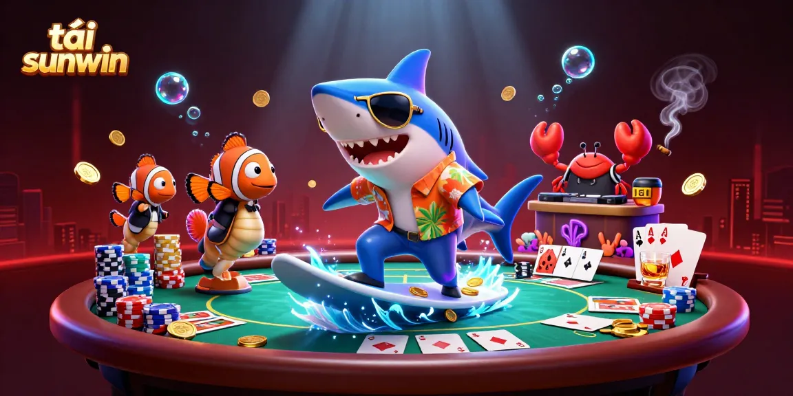 Join the excitement of tải sunwin with a vibrant scene of playful characters and casino elements.