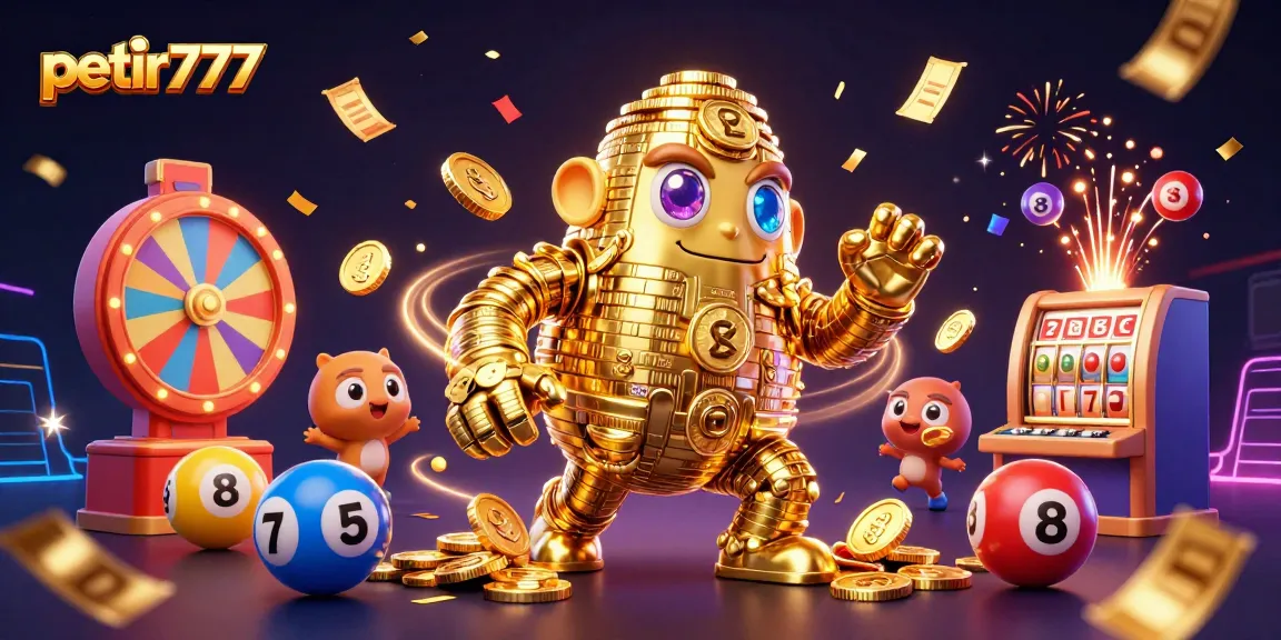 Experience thrilling gameplay at petir777 with a vibrant, dynamic 3D illustration showcasing fortune elements.